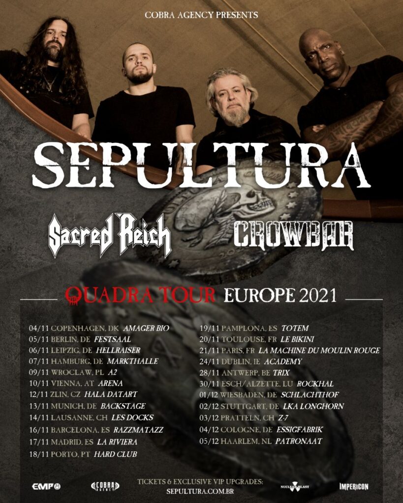 SEPULTURA - Annunciano il tour europeo di supporto a “Quadra” a fine 2021!