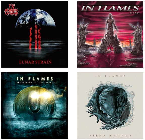 IN FLAMES - Announce Anniversary Vinyl Re-issues Of "Lunar Strain", "Colony", "Soundtrack To Your Escape" And "Siren Charms"